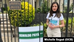 Rosa Maria Payá frente a la Embajada de Cuba en Washington, 20 de junio del 2023