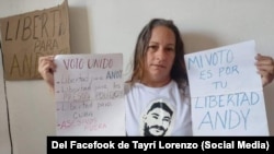 Tayrí Lorenzo, madre del preso político del 11J Andy García Lorenzo, hace campaña por su libertad en las redes sociales