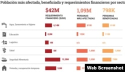 Esquema de requerimientos financieron por sector (ONU