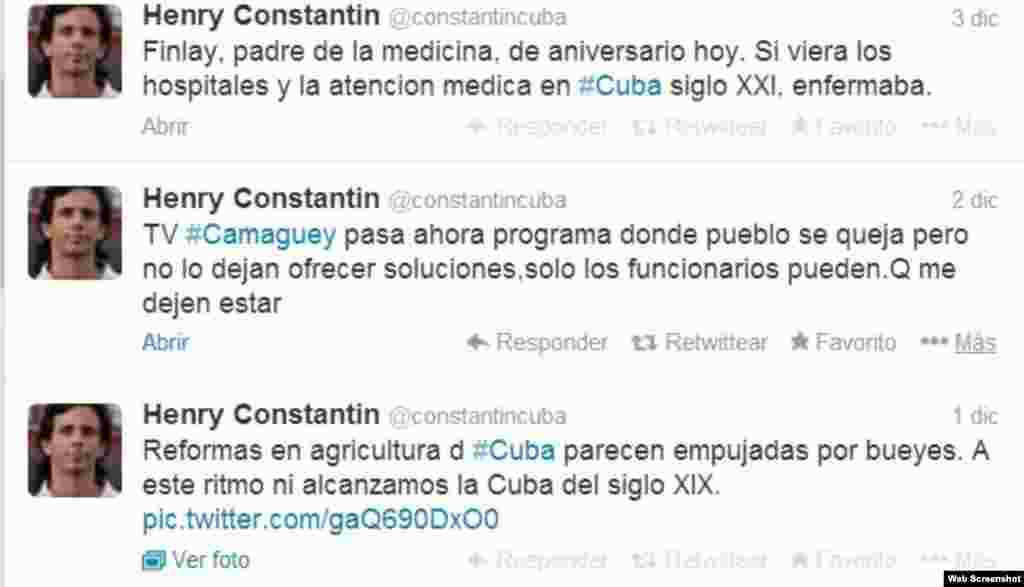 El bloguero y periodista independiente Henri Constantin expresa su punto de vista acerca de arte, cultura, política, sociedad  y derechos humanos en su localidad.