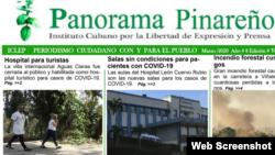 Portada del boletín Panorama Pinareño con notas destacadas sobre coronavirus en Cuba.