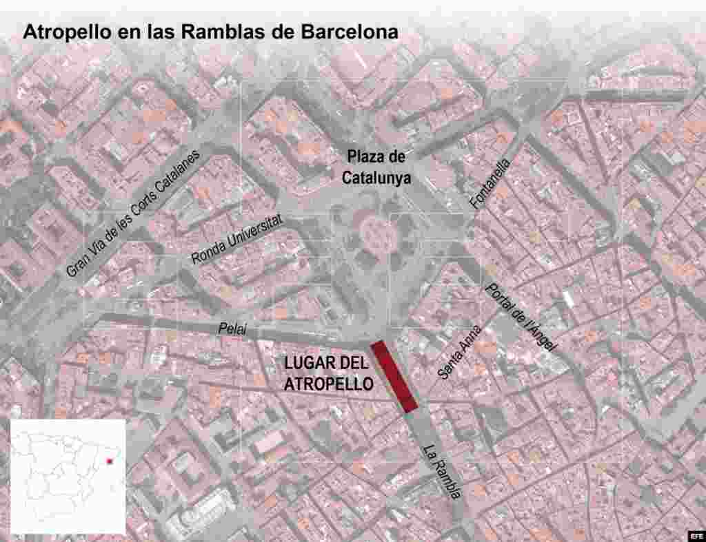 Detalle de la infografía de la Agencia Efe "Atropello en las Ramblas de Barcelona".