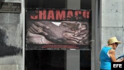 Vista del cartel promocional de "Chamaco", del cineasta cubano Juan Carlos Cremata, en La Habana (Cuba).