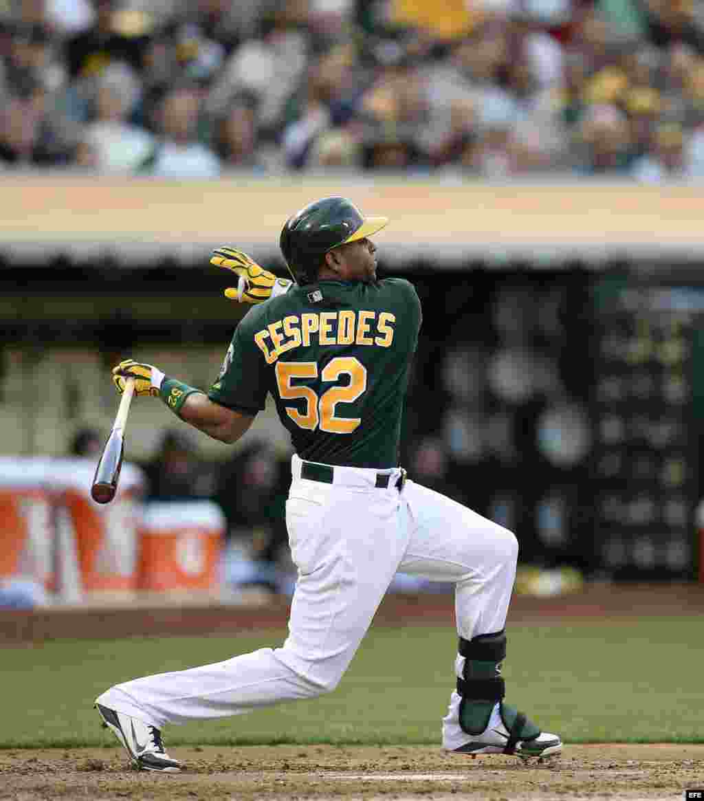 El jardinero izquierdo de los Atléticos de Oakland Yoenis Céspedes, ganó el Chevrolet Home Run Derby 2013.
