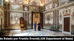 El secretario Marco Rubio en la Ciudad del Vaticano, Santa Sede, el 17 de mayo de 2025.