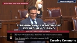 El senador del Partido Conservador de Canadá, Leo Housakos, en una sesión legislativa el 25 de marzo de 2022.