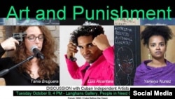 Tania Bruguera, Luis Manuel Otero y Yanelys Núñez en "Arte y Castigo".