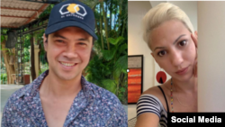 Combinación de fotografías publicadas en redes sociales de Yunior García Aguilera y Saily González Velázquez.